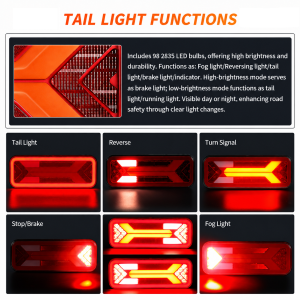 2 x LED Tail Rear Trailer Truck Lorry Dynamic Light 12v 24v