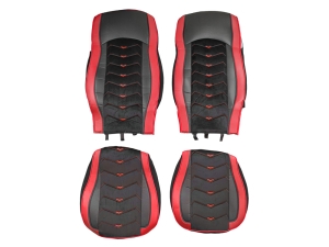 2x Sitzbezüge für DAF XF 106 2015-2021 LKW Schwarz Rot Leder Alcantara