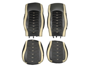 2x Sitzbezüge für DAF XF 106 2015-2021 LKW Schwarz Beige Leder Alcantara