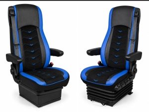 2x Sitzbezüge für DAF XF 106 2015-2021 LKW Schwarz Blau Leder Alcantara