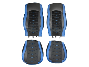 2x Sitzbezüge für DAF XF 106 2015-2021 LKW Schwarz Blau Leder Alcantara