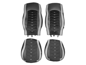 2x Sitzbezüge für DAF XF 106 2015-2021 LKW Schwarz Grau Leder Alcantara