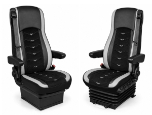 2x Sitzbezüge für DAF XF 106 2015-2021 LKW Schwarz Grau Leder Alcantara