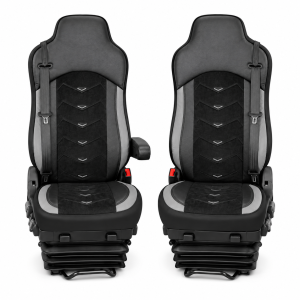 2x Huse Scaune pentru IVECO STRALIS HI-WAY 2005-2019 Camioane Negru Gri Piele Alcantara