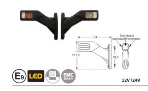 2 x 12V 24V Side Marker Stalk Light for Trailer LED E9 ADR