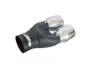 Tailpipe Exhaust Car Black Silver Double 250mm
