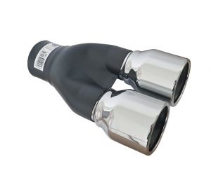  Black Silver Tailpipe Exhaust Car Double 250mm