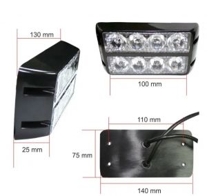 8 LED Doppelreihe Warnleuchte Notfall Frontblitzer Blitzlicht Amber 12v 24v
