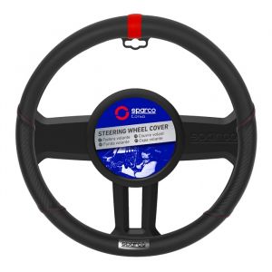 Steering wheel cover Universal Black Red 38mm Rubber Eco Leather