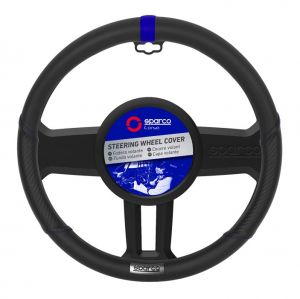 Steering wheel cover Universal Black Blue 38mm Rubber Eco Leather