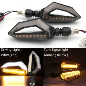 9 LED Motorcycle Motorbike Turn Signal DRL Lights 12v Orange White