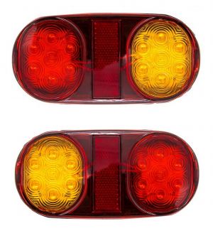 7 Functions ECD Germany 1 Pair Trailer Tail Stop Indicator Turning Lights Kit Rear Lamps 12V 13 Pin Plug 5m Cable E11 Mark Universal Waterproof for Caravan Truck Lorry 
