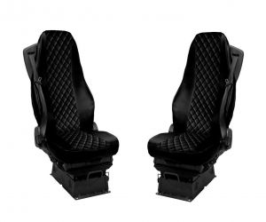 2 x Seat covers for Volvo FH12 FH13 FH16 Truck Black Leather