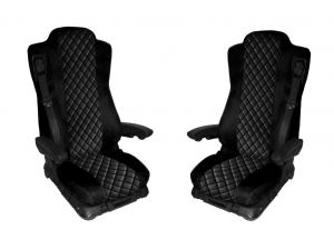 2 x Seat covers for Mercedes Actros MP4 Truck Black Leather
