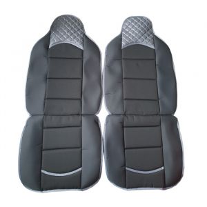 2 x Sitzbezüge Schonbezüge Universal für PKW Schwarz Grau Textil Leder