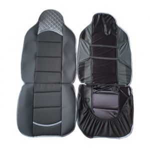 2 x Seat covers for Cars Universal Black Grey Leather Textil