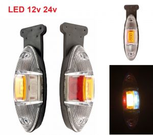 2 x 12V 24V LED Front Side Marker Lights Rear Outline Short Lamps with Rubber Arm WHITE ORANGE RED Waterproof E-Marked