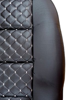 2 x Sitzbezüge Schonbezüge Schutz Universal für PKW Schwarz Weiß Leder Öko Leder