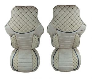 2 x Seat covers for MAN TGX TGA TGM TGL TGS Truck Beige Leather-Textil