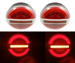 2 x Led Rear Tail Reverse Round Neon Lights Trailer Lorry 12v 140mm