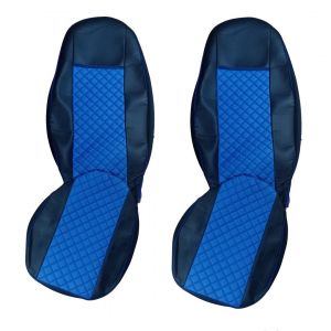 2 x Seat covers for Volvo FH 2006-2015 EURO 5 Truck Black Blue Leather LHD RHD