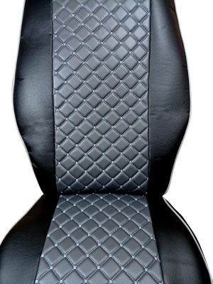2 x Seat covers for Volvo FH EURO 5 2006-2015 Truck Black Grey Leather LHD RHD