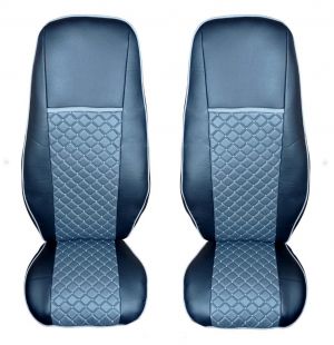 2 x Seat covers for Volvo FH EURO 5 2006-2015 Truck Black Grey Leather LHD RHD