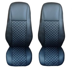 2 x Seat covers for Volvo FH EURO 5 2006-2015 Truck Black Leather LHD RHD