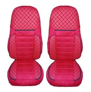 2 x Seat covers for Volvo FH 2014-2020 EURO 6 Truck Red Leather Textil RHD LHD