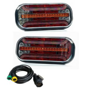 2 x LED Tail Rear Trailer Truck Dynamic  Indicator Light with cable 12v 24v E9