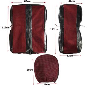 2+1 Universal Seat covers for Van Bus Black Red Leather Textile