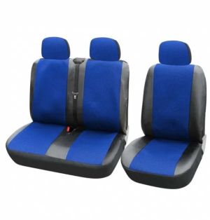 2+1 Universal Sitzbezüge für Kleinbus Lieferwagen Van Schwarz Blau Leder Textil