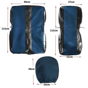 2+1 Universal Seat covers for Van Bus Black Blue Leather Textile