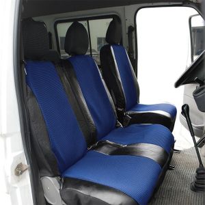 2+1 Universal Seat covers for Van Bus Black Blue Leather Textile