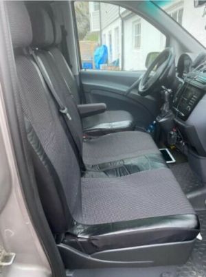 2+1 Universal Seat covers for Van Bus Black Leather Textile