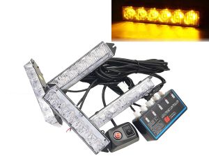 4 x 6 LED Luces Luz Estroboscópica Intermitente 20 modos Amarillo Grua 12V 