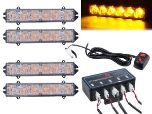 4 x 6 LED Luces Luz Estroboscópica Intermitente 20 modos Amarillo Grua 12V 