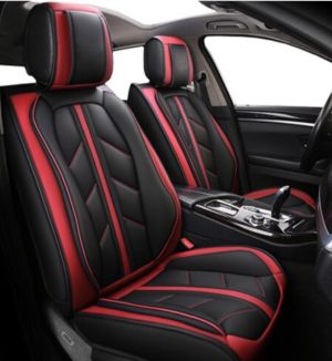 2 x Seat covers Protector for Cars Universal Black Red Leather 