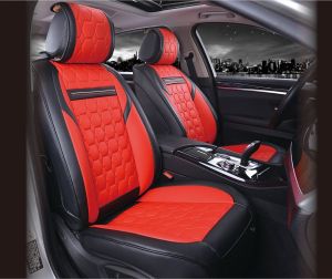 2 x Sitzbezüge Schonbezüge Schutz Universal für PKW Schwarz Rot Leder Lux