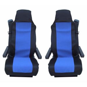 2 x Seat covers for Mercedes Actros Axor Atego Truck Blue Textile