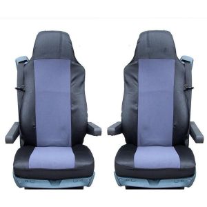 2 x Sitzbezüge Schonbezüge für VOLVO FL,FE,FM16,FH16,FH12 LKW Schwarz Grau Textil
