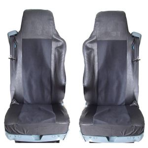 2 x Seat covers for VOLVO FL,FE,FM16,FH16,FH12 Truck Black Textile Leather