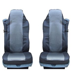 2 x Seat covers for VOLVO FL,FE,FM16,FH16,FH12 Truck Black Grey Textile Leather