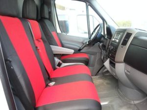 2+1 Setetrekk til VW CRAFTER 2006-2018 Van Svart Rod Tekstil