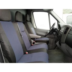 2+1 Seat covers for VW CRAFTER 2006-2018 Van Grey Black Textile