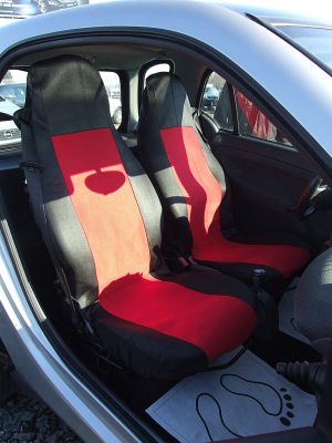 2 x Smart ForTwo Sitzbezüge Schonbezüge Schutz PKW Schwarz Rod Textil 