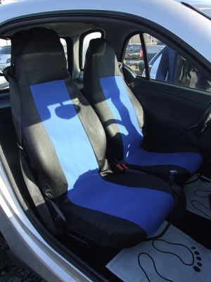 2 x Smart ForTwo Sitzbezüge Schonbezüge Schutz PKW Schwarz Blau Textil 