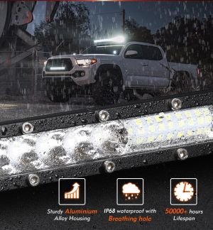 24 LED BAR 27.5cm 72W SPOT FLOOD Luces de Trabajo Lampara Proyector 10-30V  Luz Faro de inundación Auto Coche SUV 