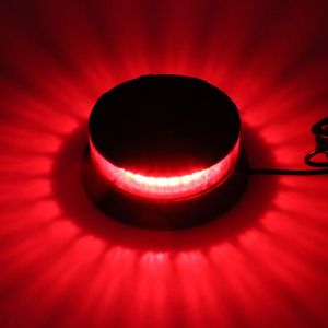 24 LED Warnleuchte Rundumleuchte Blinkleuchte Strobe Beacon Licht Rot Magnet 115mm 24W 12V 24V E9