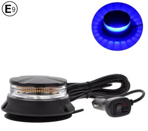 24 LED Warnleuchte Rundumleuchte Blinkleuchte Strobe Beacon Licht Blau Magnet 115mm 24W 12V 24V E9